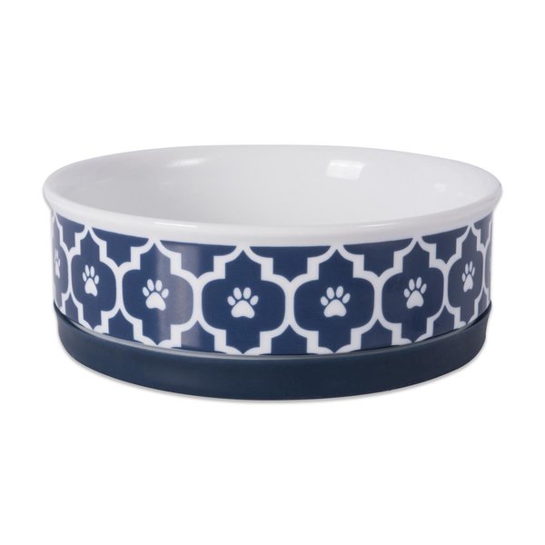 Design Imports 6 x 2 in. Lattice Pet BowlNautical Blue Medium CAMZ37258